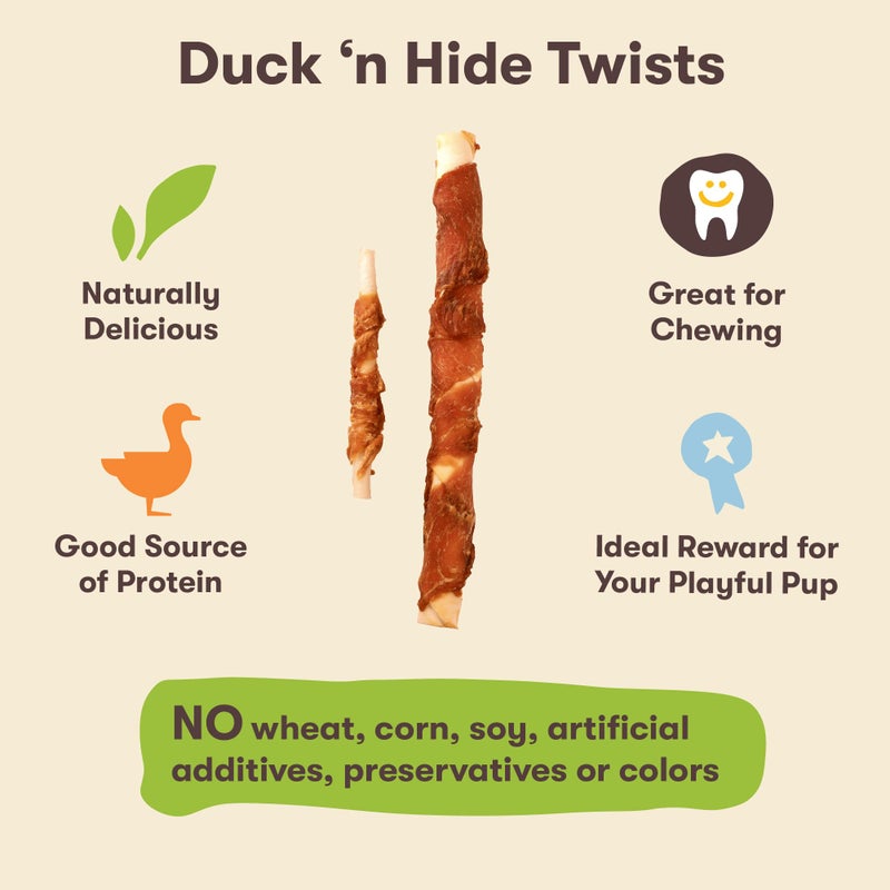 Pet 'n Shape Duck 'n Hide Twist - Duck Wrapped Rawhide Natural Dog Treats, Large, 6 Count - Image 3